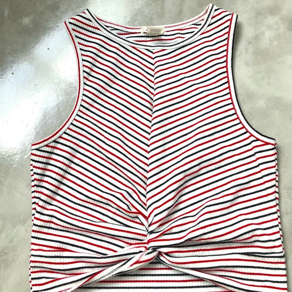 striped crop top.